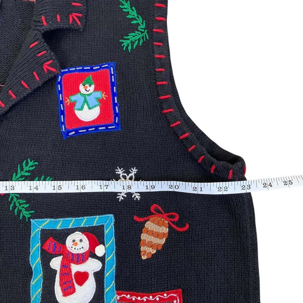 Designers Originals Sz XL Vtg 90s Holiday Sweater Vest Snowmans Boho Multicolor - Picture 11 of 16